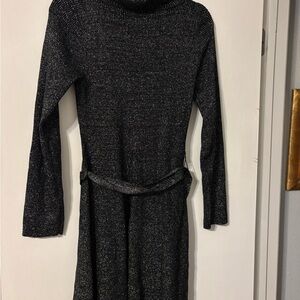 Elegant Sparkly Black and Silvery Knit Dress